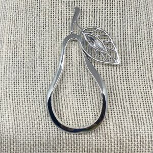 Vintage Dancraft Pear Pin Silver‎ Tone Rhinestone in Leaf 3”
